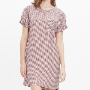 Madewell Gingham Filmscore Dress Women's size SMALL Red White Check Pockets